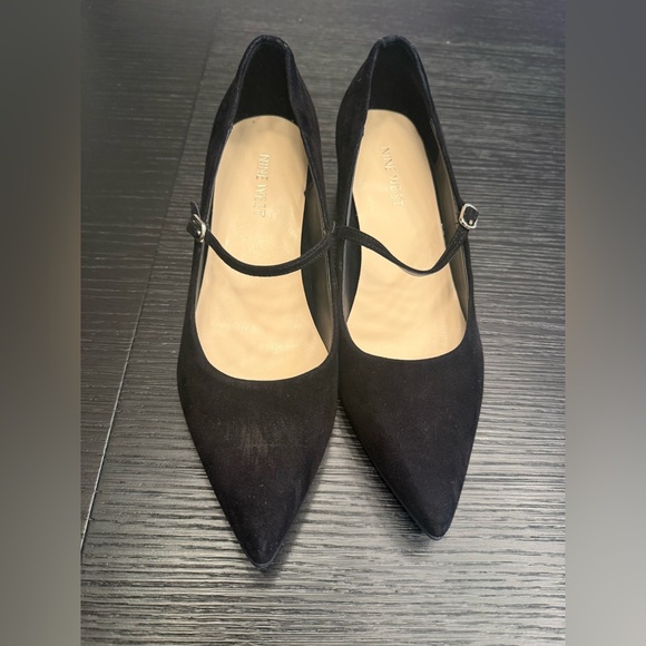 Nine West Prix Pump Black Block Heel Pointed Toe Heels Mary Jane Size 9 - Picture 2 of 9
